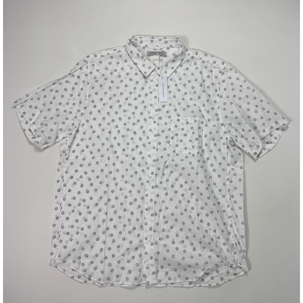 Outerknown Shirt Mens 2XL Smiley Face Print Organic Cotton Hemp Button Up NWT